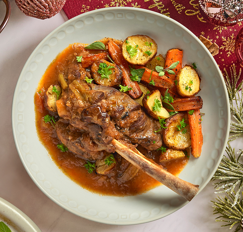 Lamb Shank With Roasted Baby Vegetables